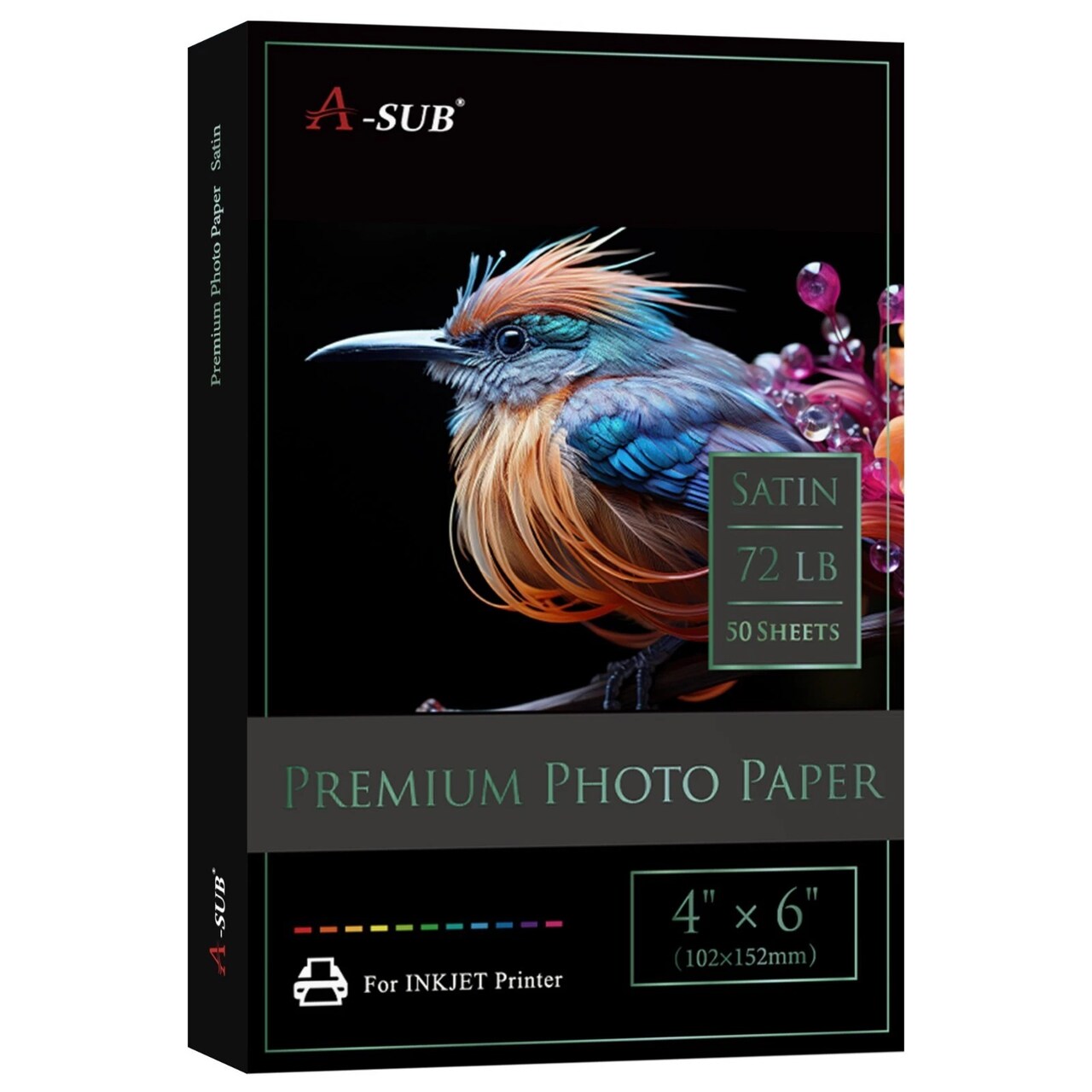 A-SUB Premium Satin Photo Paper 72lb for Inkjet Printers, Multiple Sizes
